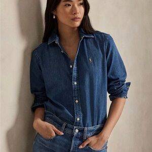 Ralph Lauren Denim Button-Down Shirt in Dark Blue
